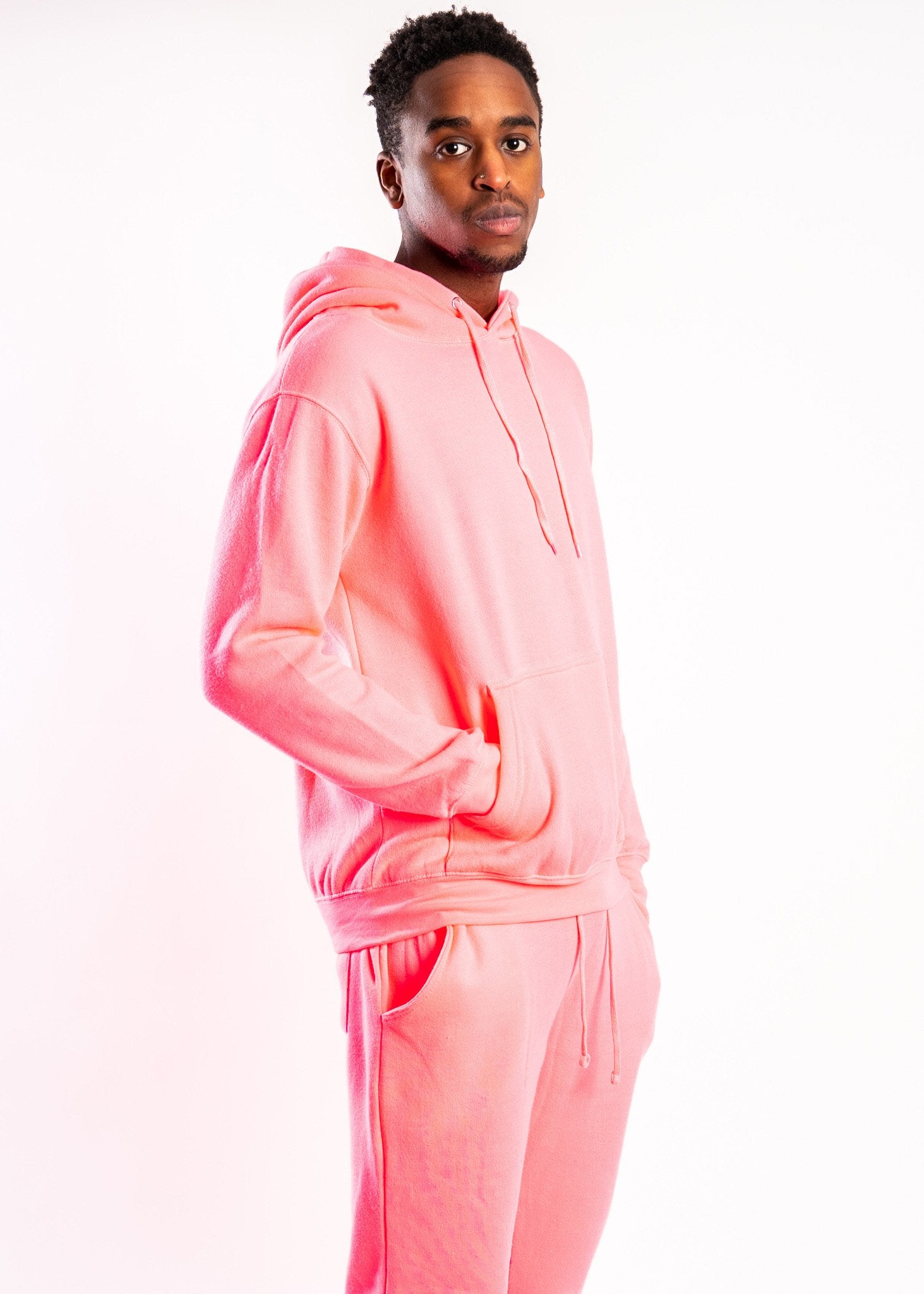 Mens neon pink discount hoodie