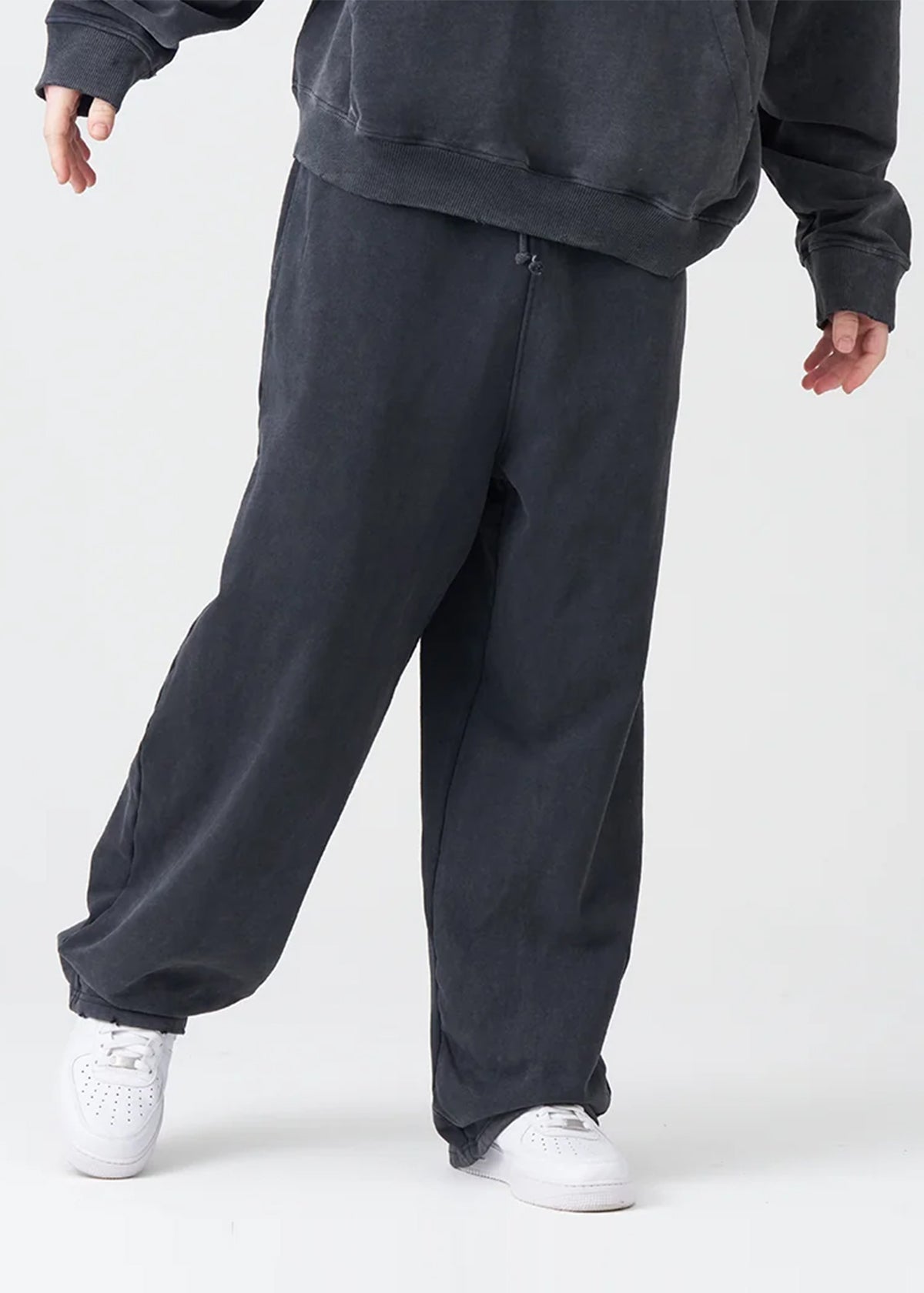 14 OZ Garment Wash French Terry Open Bottom Oversized Distressed Fleece Sweatpants