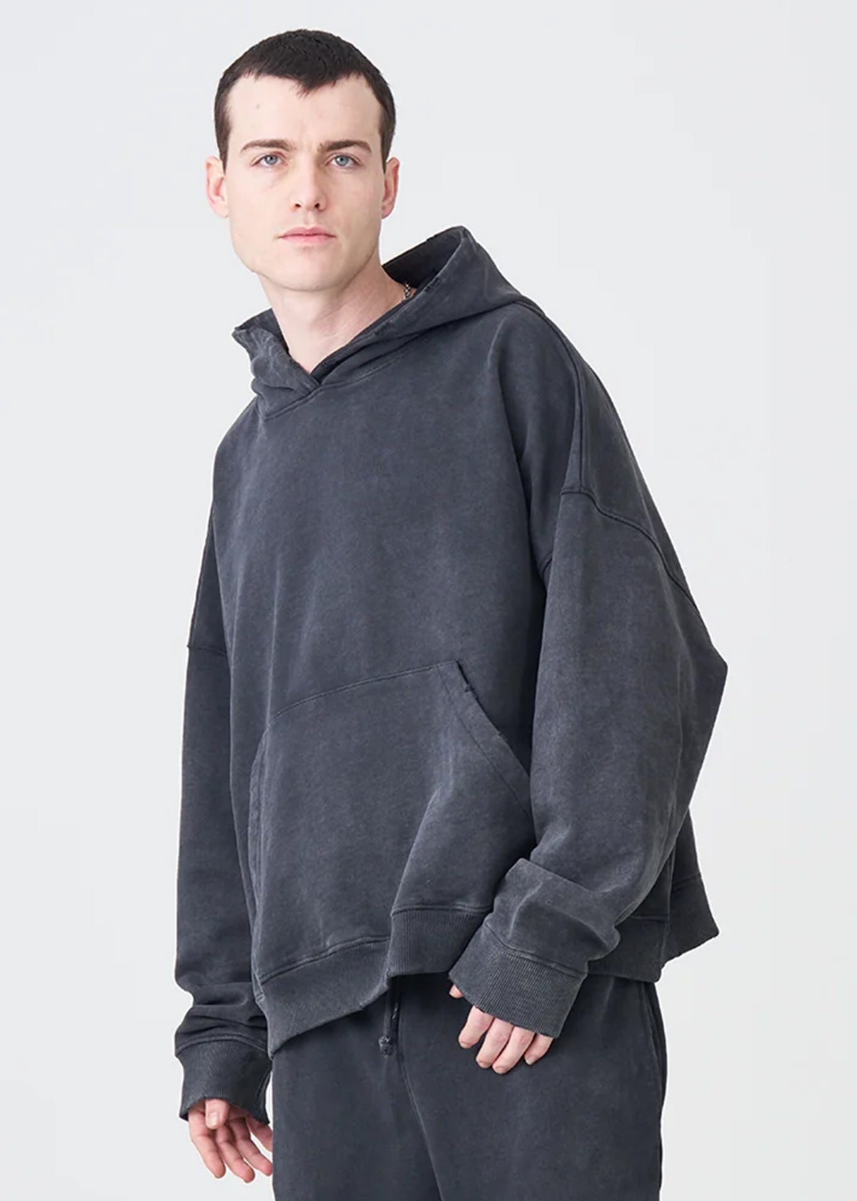 14 OZ Garment Wash French Terry Oversized Distressed Fleece Sweatshirt