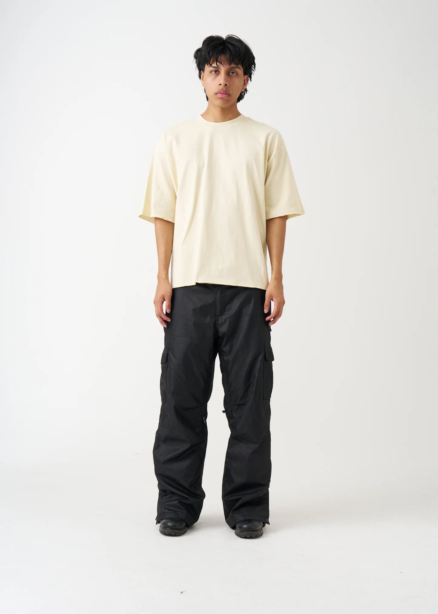 7 OZ Raw Edge Oversized Cropped T-Shirt