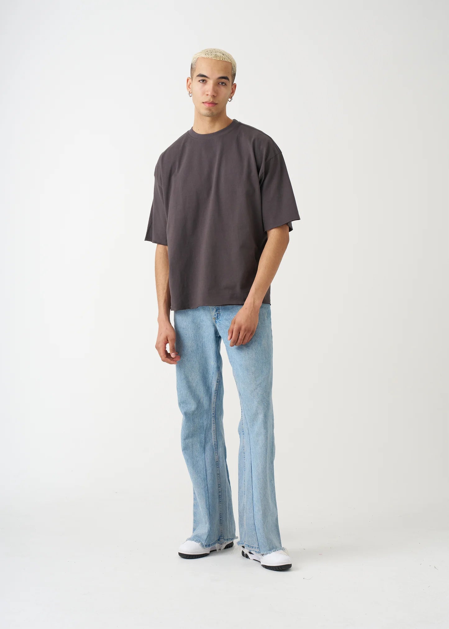 7 OZ Raw Edge Oversized Cropped T-Shirt