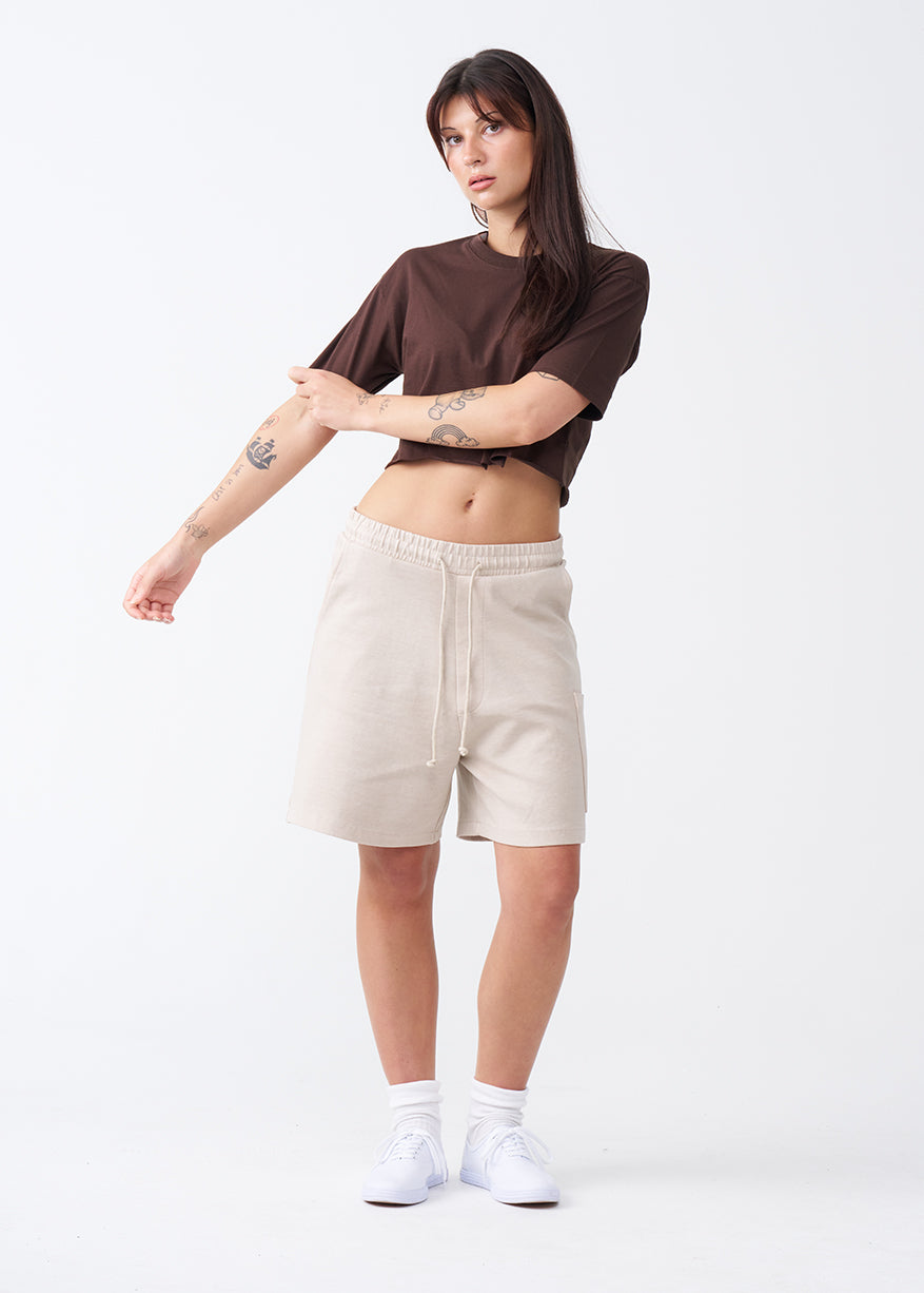 Brown Combed Cotton Crop Top T-Shirt