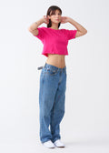 Hot Pink Combed Cotton Crop Top T-Shirt