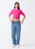 Hot Pink Combed Cotton Crop Top T-Shirt