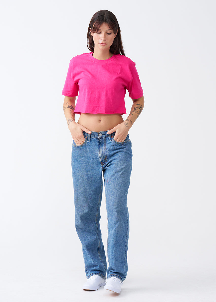 Hot Pink Combed Cotton Crop Top T-Shirt