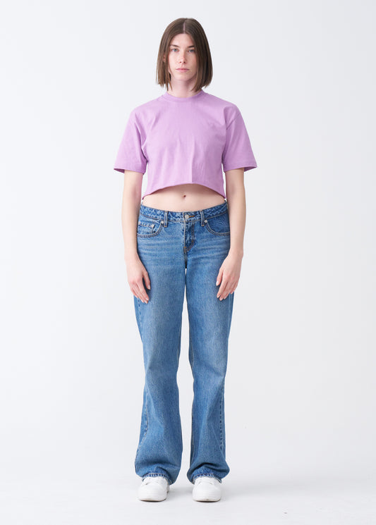 Lilac Combed Cotton Crop Top T-Shirt