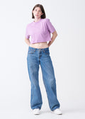 Lilac Combed Cotton Crop Top T-Shirt