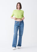 Lime Combed Cotton Crop Top T-Shirt