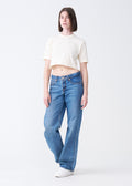 Off-White Combed Cotton Crop Top T-Shirt