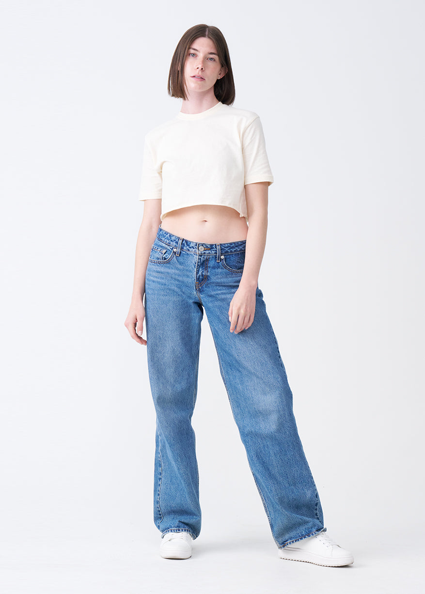 Off-White Combed Cotton Crop Top T-Shirt