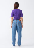 Purple Combed Cotton Crop Top T-Shirt