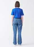Royal Blue Combed Cotton Crop Top T-Shirt