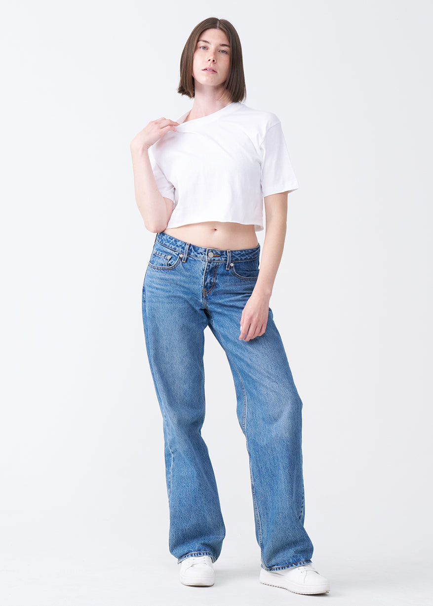 White Combed Cotton Crop Top T-Shirt