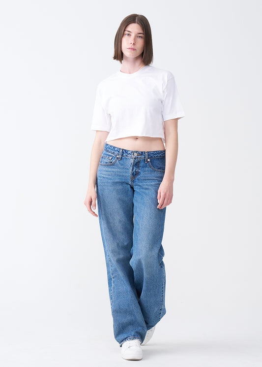 White Combed Cotton Crop Top T-Shirt