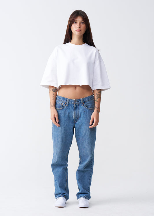 10 OZ Oversized French Terry Garment Dyed Crop Top T-shirt