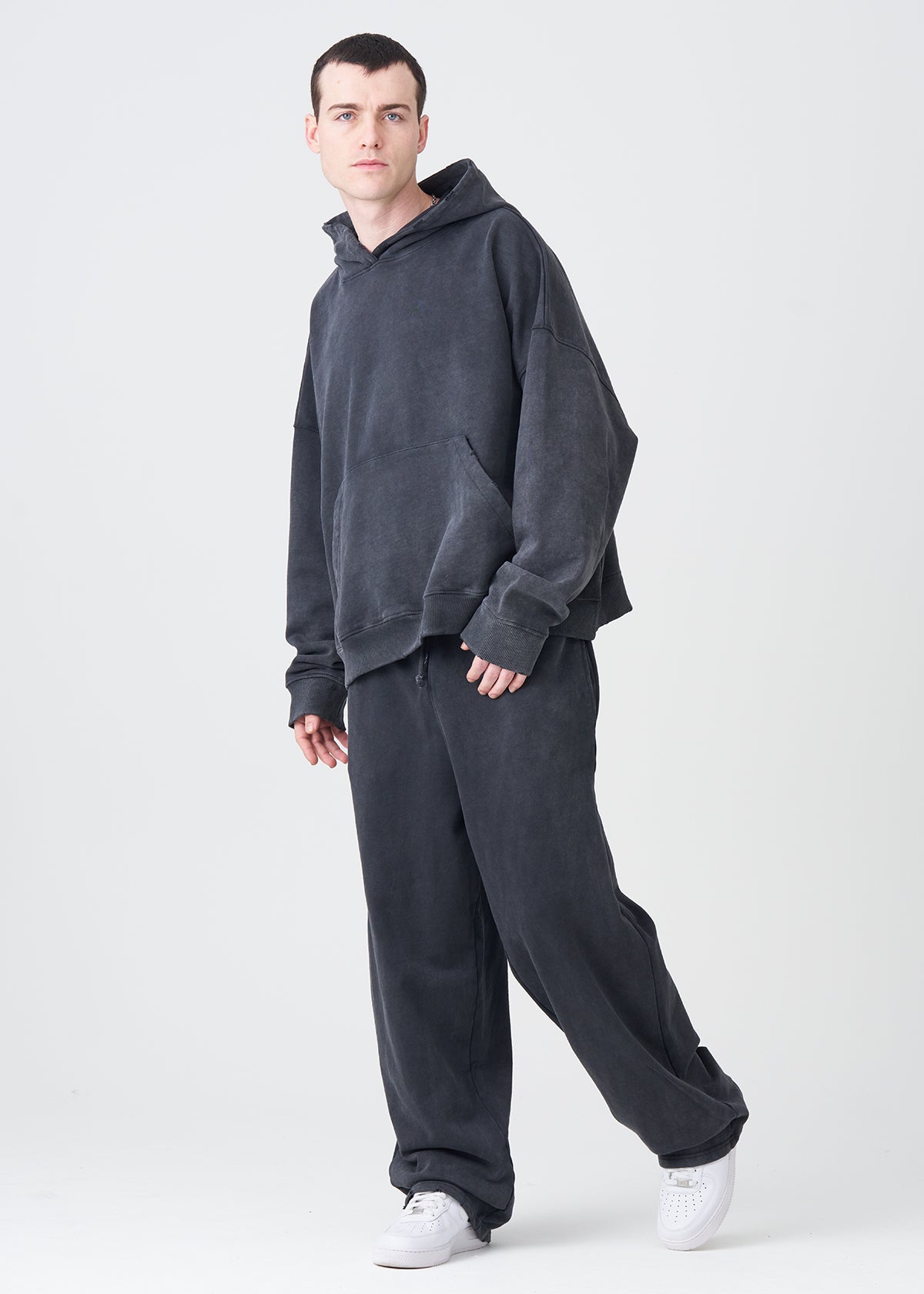 14 OZ Garment Wash French Terry Oversized Boxy Distressed Fleece Sweatsuit